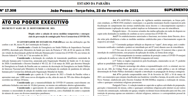 Decreto do toque de recolher é publicado e vai seguir até 10 de março; Veja todas as medidas