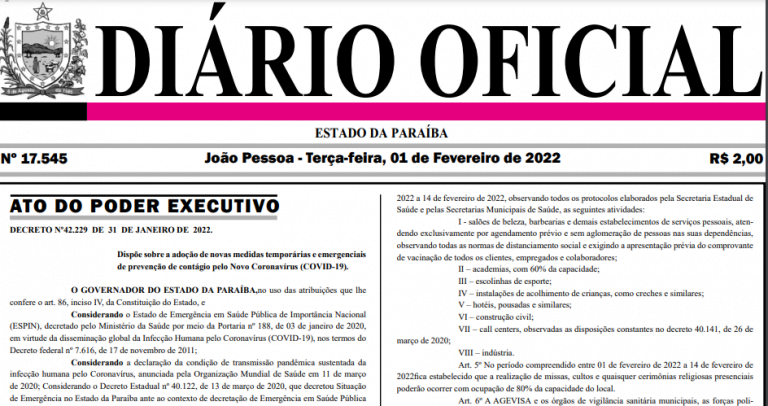 RECUOU: Paraíba muda estratégia e limita atuação em vários setores após novo decreto