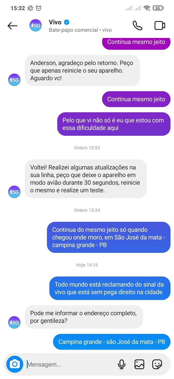 VIVO: Sinal inconsistente da telefonia móvel gera chuva de reclamações, em CG
