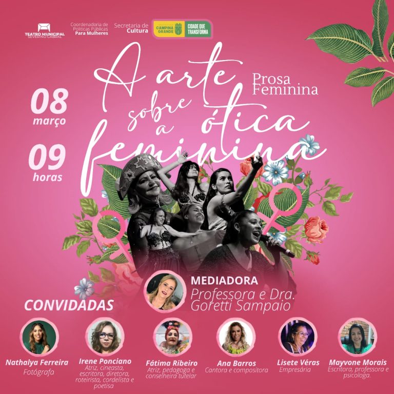 Roda de conversa “A Arte Sob a Ótica Feminina” acontece nesta quarta-feira (8) em Campina Grande