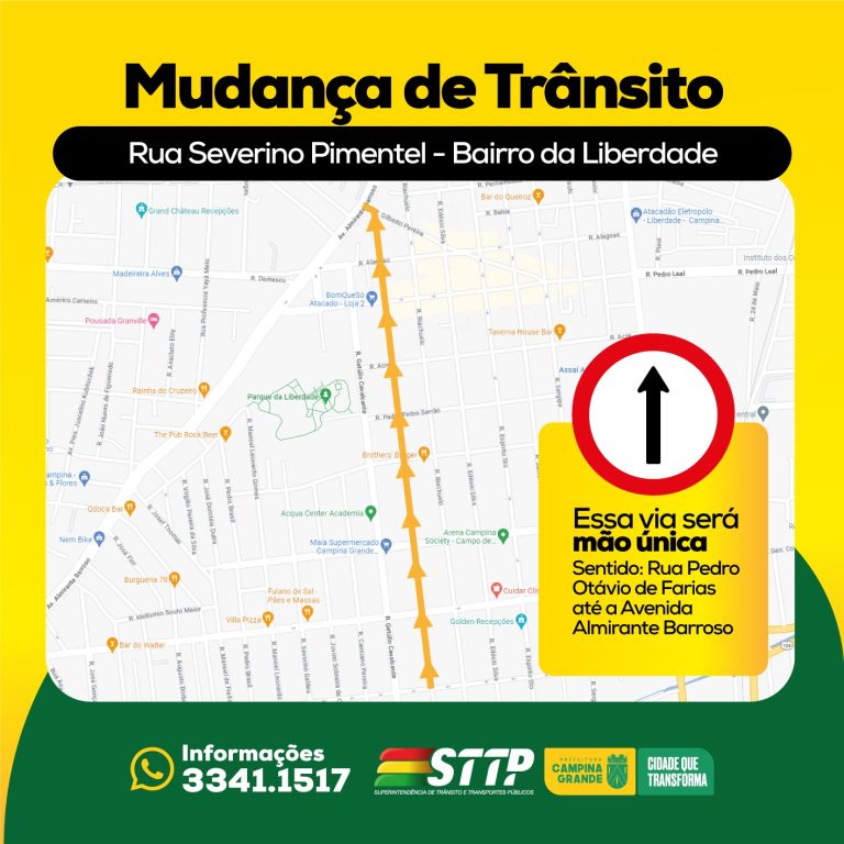 STTP implanta mão única na rua Severino Pimentel, no bairro da Liberdade