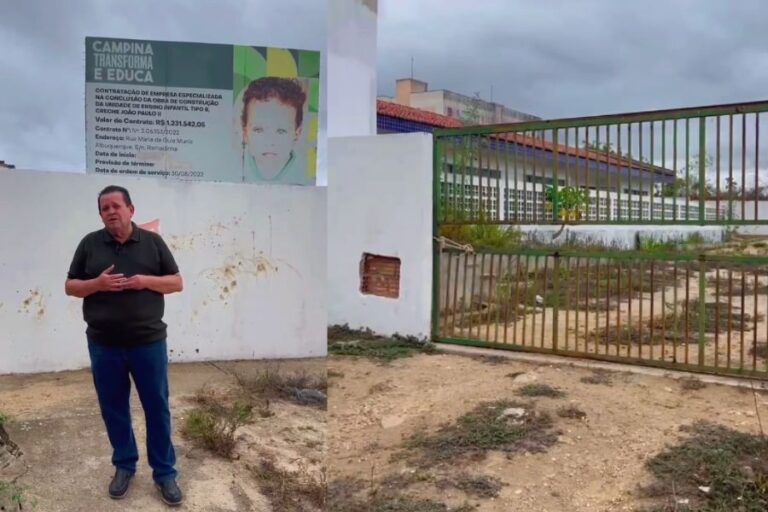 Com obra de creche parada, prefeitura apaga datas de placa, denuncia vereador