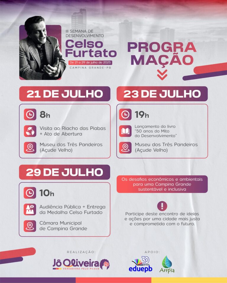 Livro “50 anos do Mito do Desenvolvimento” será lançado nesta quarta, em CG