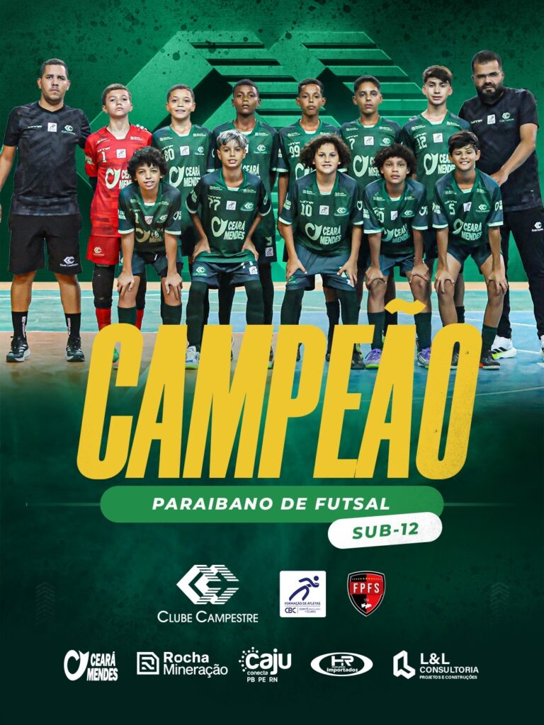 Clube Campestre conquista o Paraibano Sub-12 de Futsal e garante vaga na Taça Brasil 2026