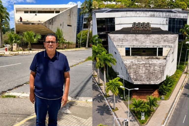 Após cobrança de Olimpio Oliveira, fachada do teatro Severino Cabral recebe serviços de limpeza